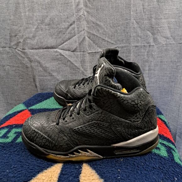 Jordan 5 Retro 3Lab5 Black Silver/Elephant Print 2014 - Men Size 12 (599581-003) - Picture 1 of 16